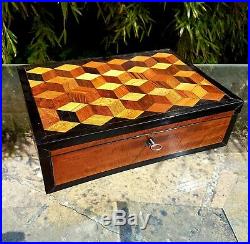 Parquetry geometric Box, Tumbling Blocks, Jewellry or Humidor