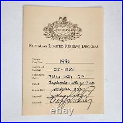 Partagas Limited Reserve Decadas 1996 EMPTY Wood Cigar Box With Trays