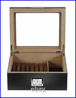 Personalized Cigar Humidor Hygrometer & Humidifier Box Holds 25-50 Cigars