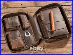 Personalized Leather Cigar Case Travel Cigar Holder Humidor Box Gift for Men
