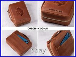 Personalized Leather Cigar Case Travel Cigar Holder Humidor Box Gift for Men
