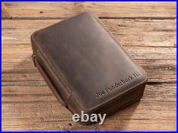 Personalized Leather Cigar Case Travel Cigar Holder Humidor Box Gift for Men