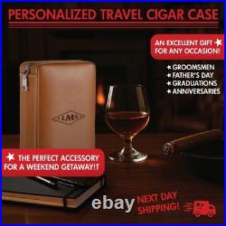 Personalized Travel Cigar Humidor Case with included accessories, Cigar Box Cas