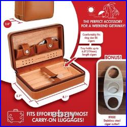 Personalized Travel Cigar Humidor Case with included accessories, Cigar Box Cas