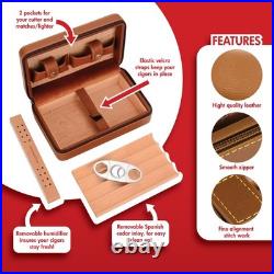 Personalized Travel Cigar Humidor Case with included accessories, Cigar Box Cas