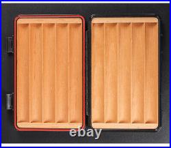Portable Black Plastic Cedar Wood Humidor Travel Humidor Box 5 Cigars Gift Box