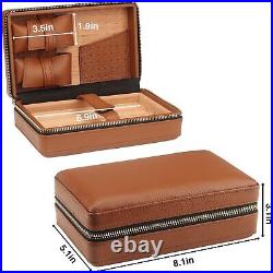 Portable Travel Cigar Humidor Humidifier Leather Cedar Wood Cigar Case Box Gifts