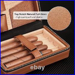 Portable Travel Cigar Humidor Humidifier Leather Cedar Wood Cigar Case Box Gifts