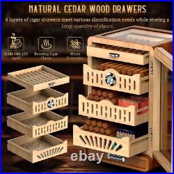 Premium Cigar Large Storage Cabinet Countertop Display Cedar Humidor Glass Top Premium Cigar Large Storage Cabinet Countertop Display Cedar Humidor Glass Top