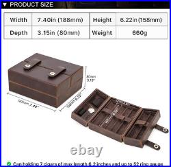 Premium Leather Cigar Case for 7 Cigars with Humidifier, Cutter & Lighter