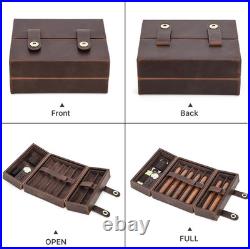 Premium Leather Cigar Case for 7 Cigars with Humidifier, Cutter & Lighter