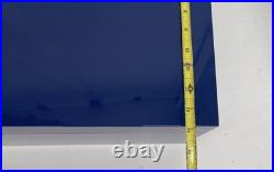 Premium Tabletop Cigar Humidor Blue Lacquer Display Box in leather case