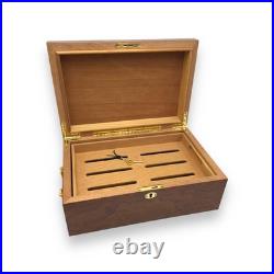 Premium Wood Cigar Humidor with Lock & Key NewithUnused Unbranded