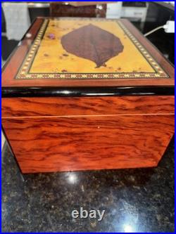 Prestige Import Group 150 Capacity Stetson Inlay Design Wood Cigar Humidor Box