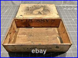 Pussy Cat Wood Cigar Box 1908 Windsor PA Londres Factory? RARE