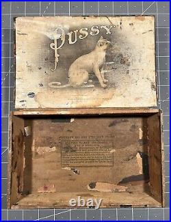 Pussy Cat Wood Cigar Box 1908 Windsor PA Londres Factory? RARE