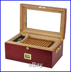 Quality 100+ CT Count Cigar Humidor Humidifier Wooden Case Box Hygrometer Twoa