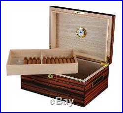 Quality 100+ CT Count Cigar Humidor Humidifier Wooden Case Box Hygrometer eght