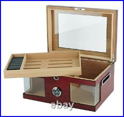 Quality 120+ CT Count Cigar Humidor Humidifier Wooden Case Box Hygrometer for