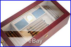 Quality 150+ CT Count Cigar Humidor Humidifier Wooden Case Box Hygrometer 1sev