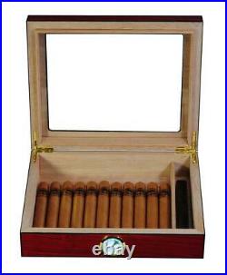 Quality 25+ CT Count Cigar Humidor Humidifier Wooden Case Box Hygrometer thr4