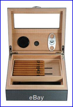 Quality 50+ CT Count Cigar Humidor Humidifier Wooden Case Box Hygrometer 1sx