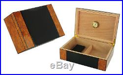 Quality 50+ CT Count Cigar Humidor Humidifier Wooden Case Box Hygrometer u
