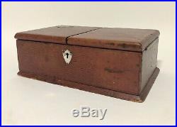 Quality Antique Edwardian Leather Desktop Cigar Box Humidor Silver Mounts 1902