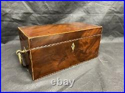 Quality Antique Mahogany Cigar Humidor Box. Originally A Victorian Tea Caddy