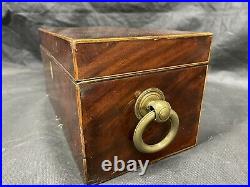 Quality Antique Mahogany Cigar Humidor Box. Originally A Victorian Tea Caddy