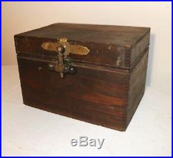 Quality antique 1800's handmade wood brass Eastlake cigar humidor holder box