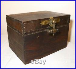 Quality antique 1800's handmade wood brass Eastlake cigar humidor holder box