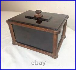 Quality antique 1800's handmade wooden Art Deco cigar tobacco humidor box casket