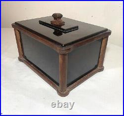 Quality antique 1800's handmade wooden Art Deco cigar tobacco humidor box casket