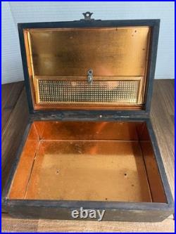 Quality antique 1800's handmade wooden glass cigar tobacco humidor box casket