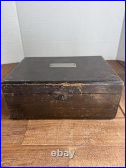 Quality antique 1800's handmade wooden glass cigar tobacco humidor box casket