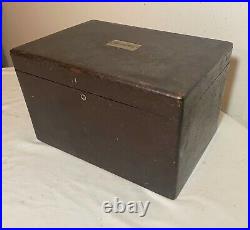 Quality antique 1800's handmade wooden glass cigar tobacco humidor box casket