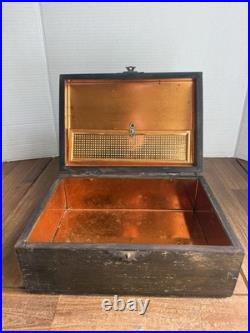 Quality antique 1800's handmade wooden glass cigar tobacco humidor box casket