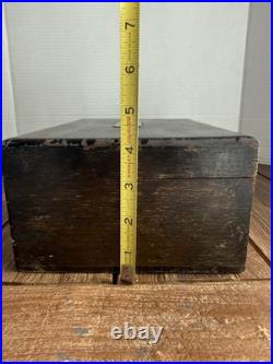 Quality antique 1800's handmade wooden glass cigar tobacco humidor box casket