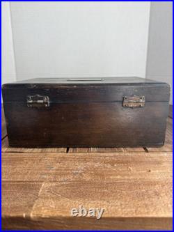 Quality antique 1800's handmade wooden glass cigar tobacco humidor box casket