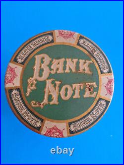 RARE 1920s Lithographed BANK NOTE Five Cents 5 cent CIGAR TIN Tobacco HUMIDOR