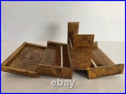 RARE 19th CENTURY VICTORIAN MECHANICAL EXPANDING THUJA BURL CIGAR HUMIDOR BOX
