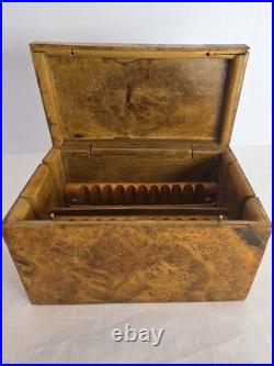 RARE 19th CENTURY VICTORIAN MECHANICAL EXPANDING THUJA BURL CIGAR HUMIDOR BOX