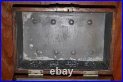 RARE VINTAGE TIGER QUARTER SAWN OAK BOX HUMIDOR ZINC LINED 10x6.5x4 RARE VINTAGE TIGER QUARTER SAWN OAK BOX HUMIDOR ZINC LINED 10x6.5x4