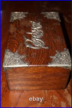 RARE VINTAGE TIGER QUARTER SAWN OAK BOX HUMIDOR ZINC LINED 10x6.5x4 RARE VINTAGE TIGER QUARTER SAWN OAK BOX HUMIDOR ZINC LINED 10x6.5x4