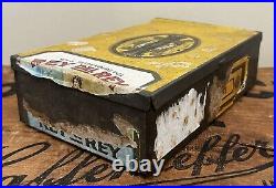 RARE Vintage REY Del REY Wooden Metal Cigar Tobacco Box Humidor