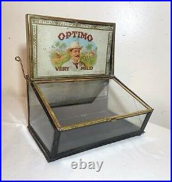 RARE antique 1914 glass brass Bayuk Bros cigar store humidor counter display box