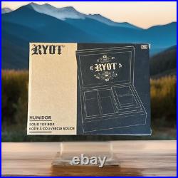 RYOT Humidor Walnut Combo Box (8×11) Lockable with Tray and Glass Containers New