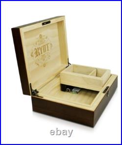 RYOT Humidor Walnut Combo Box (8×11) Lockable with Tray and Glass Containers New
