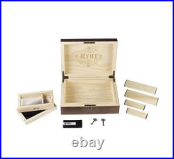 RYOT Humidor Walnut Combo Box (8×11) Lockable with Tray and Glass Containers New